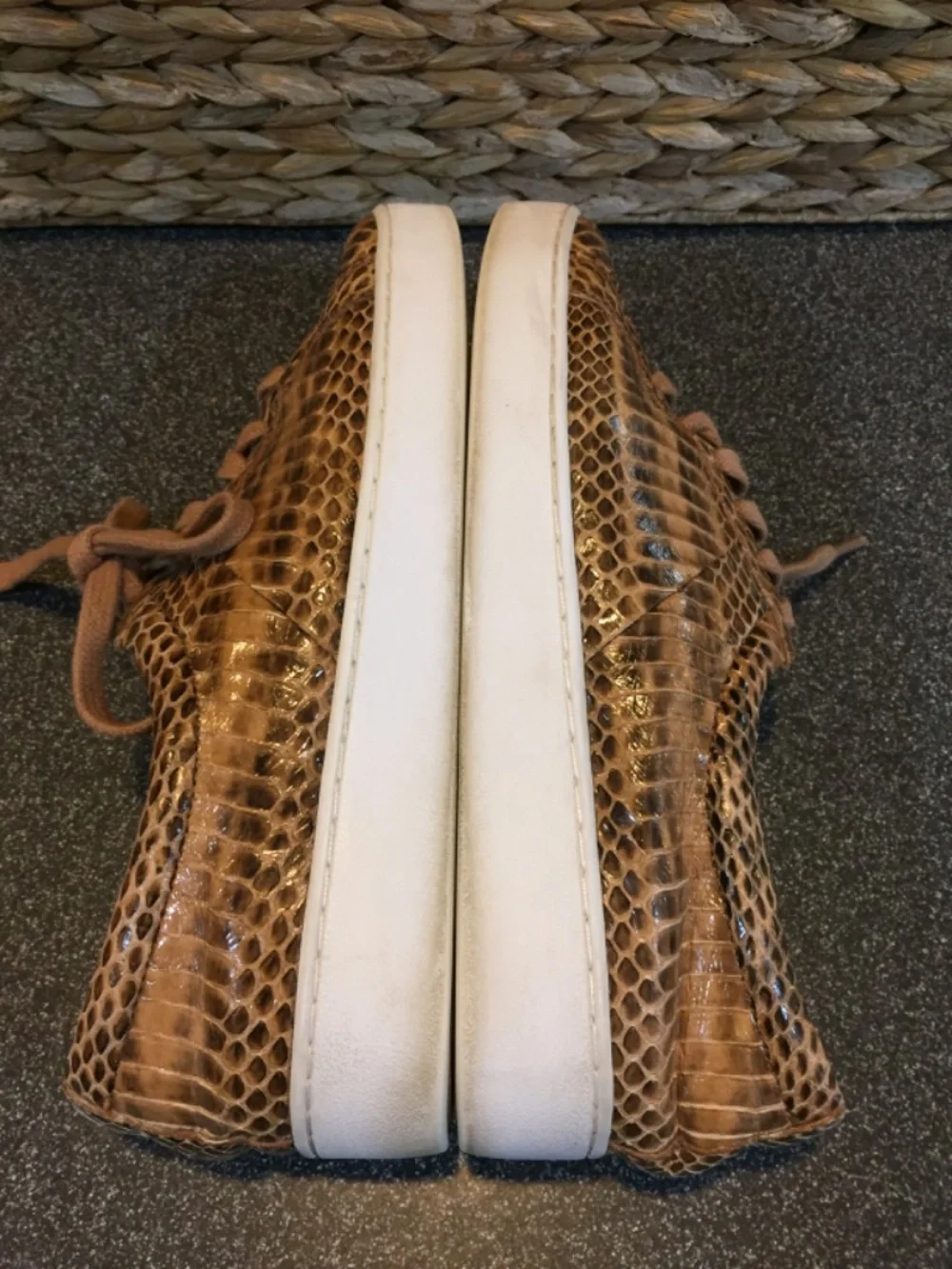 Michael Kors Tan Croc-Embossed Leather Sneakers